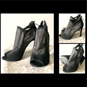 GUESS Black Ankle Peep Toe Bootie